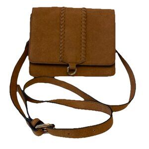 Kiss Me Couture Vegan Leather Small Crossbody Bag Laces Y2K Style Cognac Brown